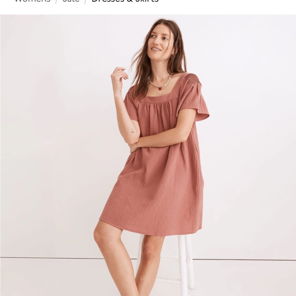Madewell Pink Gauze Mini Dress with Pockets